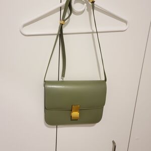 Green Leather Box Crossbody Bag